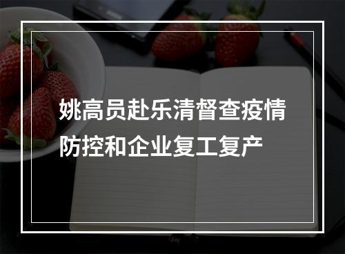 姚高员赴乐清督查疫情防控和企业复工复产