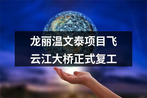 龙丽温文泰项目飞云江大桥正式复工