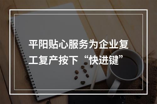 平阳贴心服务为企业复工复产按下“快进键”