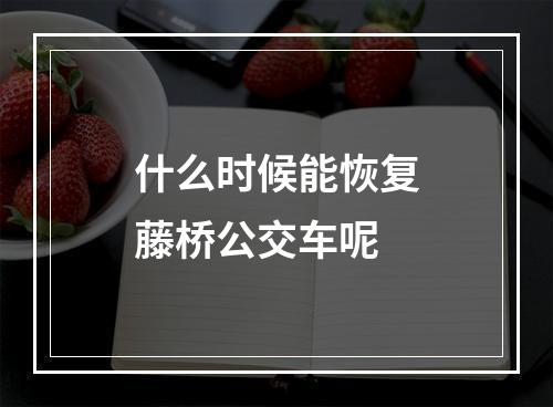 什么时候能恢复藤桥公交车呢