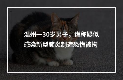 温州一30岁男子，谎称疑似感染新型肺炎制造恐慌被拘
