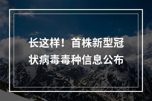 长这样！首株新型冠状病毒毒种信息公布