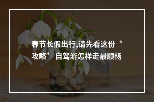 春节长假出行,请先看这份“攻略” 自驾游怎样走最顺畅