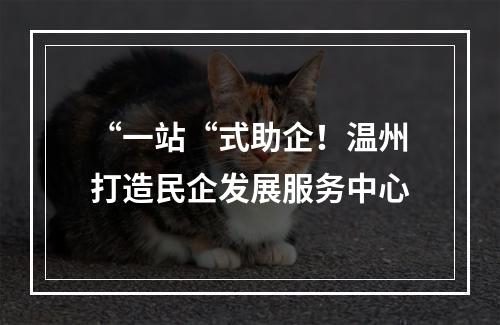 “一站“式助企！温州打造民企发展服务中心