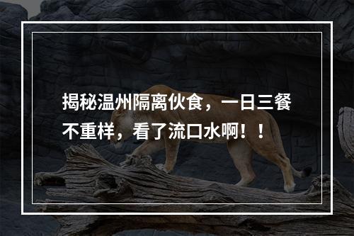 揭秘温州隔离伙食，一日三餐不重样，看了流口水啊！！