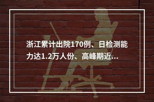 浙江累计出院170例、日检测能力达1.2万人份、高峰期近4万医务人员线上服务……