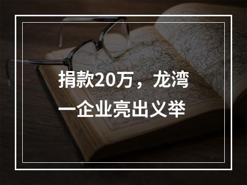 捐款20万，龙湾一企业亮出义举