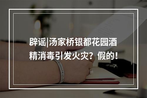 辟谣|汤家桥银都花园酒精消毒引发火灾？假的！