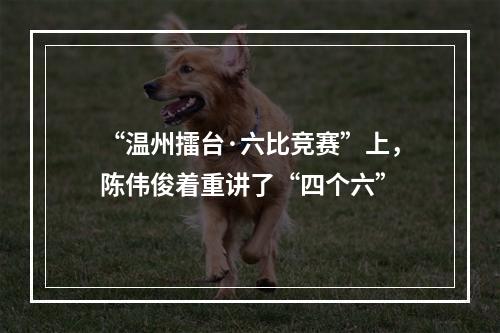 “温州擂台·六比竞赛”上，陈伟俊着重讲了“四个六”