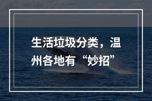 生活垃圾分类，温州各地有“妙招”