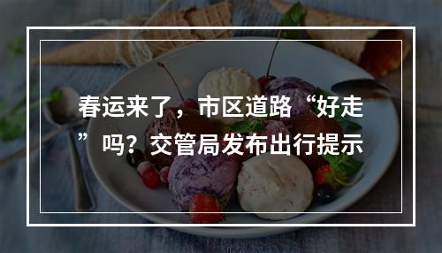 春运来了，市区道路“好走”吗？交管局发布出行提示