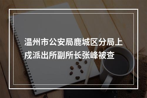 温州市公安局鹿城区分局上戍派出所副所长张峰被查