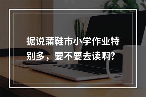 据说蒲鞋市小学作业特别多，要不要去读啊？
