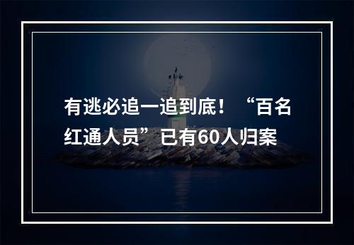 有逃必追一追到底！“百名红通人员”已有60人归案
