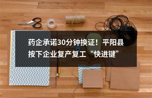 药企承诺30分钟换证！平阳县按下企业复产复工“快进键”