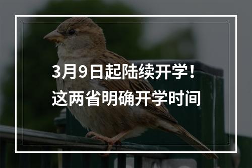 3月9日起陆续开学！这两省明确开学时间