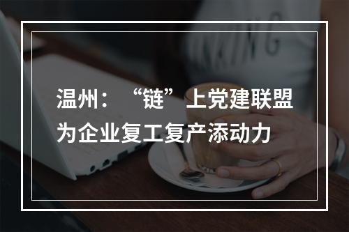 温州：“链”上党建联盟为企业复工复产添动力