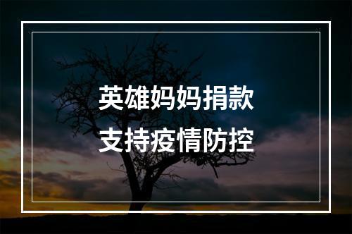 英雄妈妈捐款支持疫情防控