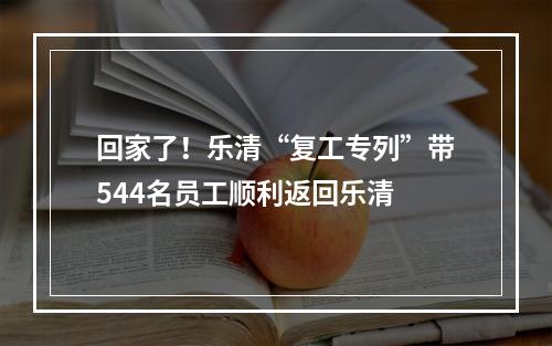 回家了！乐清“复工专列”带544名员工顺利返回乐清