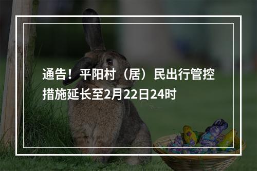 通告！平阳村（居）民出行管控措施延长至2月22日24时