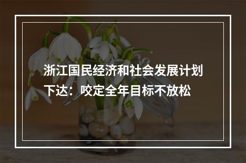 浙江国民经济和社会发展计划下达：咬定全年目标不放松