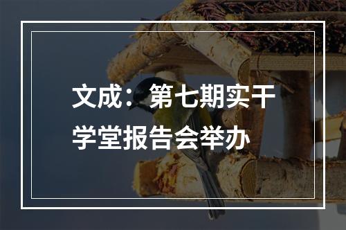 文成：第七期实干学堂报告会举办