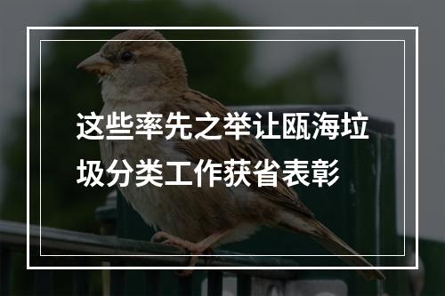 这些率先之举让瓯海垃圾分类工作获省表彰