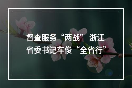 督查服务“两战” 浙江省委书记车俊“全省行”