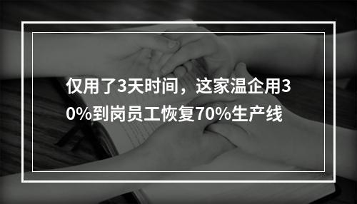 仅用了3天时间，这家温企用30%到岗员工恢复70%生产线