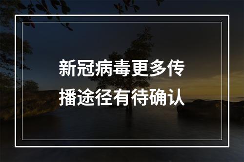 新冠病毒更多传播途径有待确认