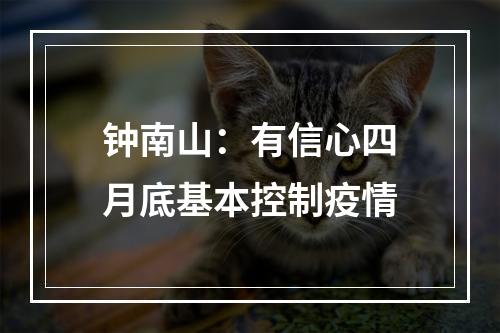 钟南山：有信心四月底基本控制疫情