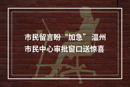 市民留言盼“加急” 温州市民中心审批窗口送惊喜