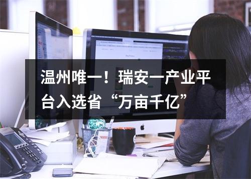 温州唯一！瑞安一产业平台入选省“万亩千亿”