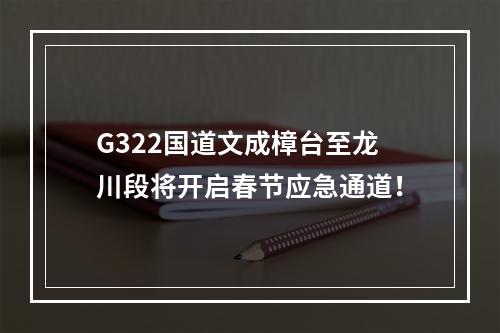 G322国道文成樟台至龙川段将开启春节应急通道！