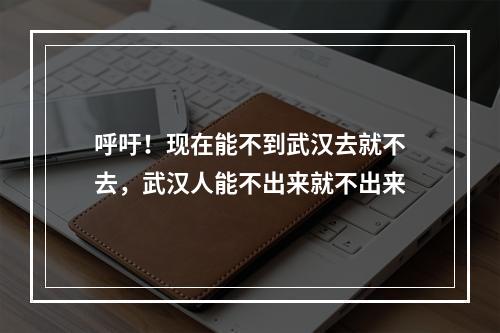呼吁！现在能不到武汉去就不去，武汉人能不出来就不出来
