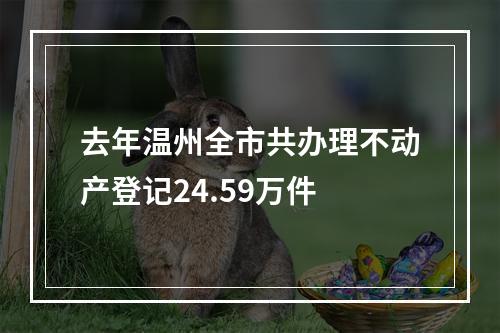 去年温州全市共办理不动产登记24.59万件