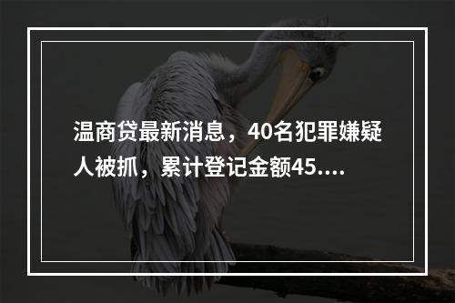 温商贷最新消息，40名犯罪嫌疑人被抓，累计登记金额45.75亿余元