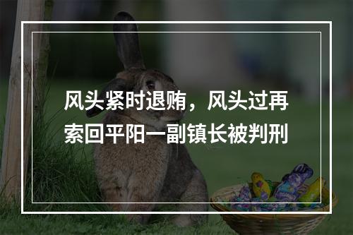 风头紧时退贿，风头过再索回平阳一副镇长被判刑