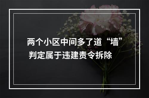 两个小区中间多了道“墙” 判定属于违建责令拆除