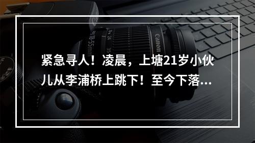 紧急寻人！凌晨，上塘21岁小伙儿从李浦桥上跳下！至今下落不明！