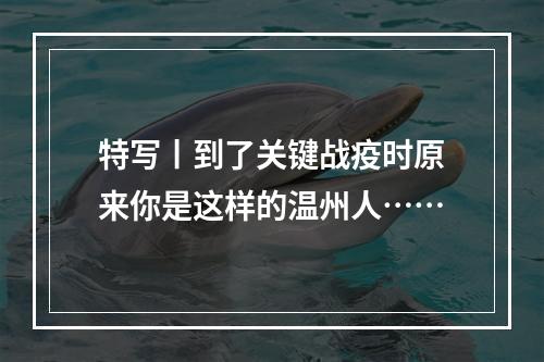 特写丨到了关键战疫时原来你是这样的温州人……