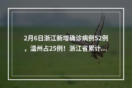 2月6日浙江新增确诊病例52例，温州占25例！浙江省累计1006例
