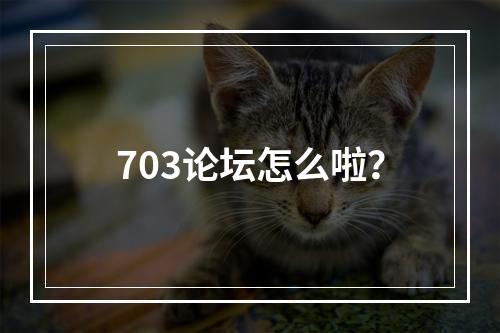 703论坛怎么啦？