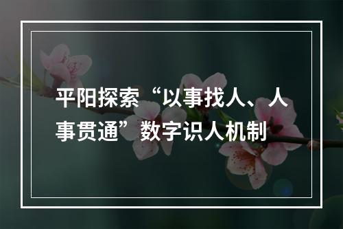 平阳探索“以事找人、人事贯通”数字识人机制