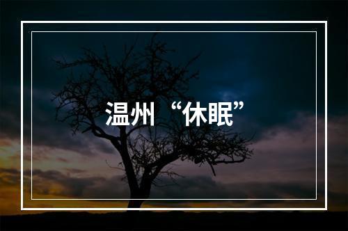 温州“休眠”