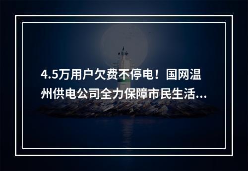 4.5万用户欠费不停电！国网温州供电公司全力保障市民生活用电
