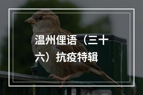 温州俚语（三十六）抗疫特辑