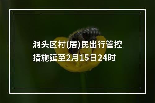 洞头区村(居)民出行管控措施延至2月15日24时