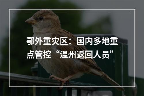 鄂外重灾区：国内多地重点管控“温州返回人员”