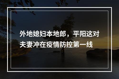 外地媳妇本地郎，平阳这对夫妻冲在疫情防控第一线